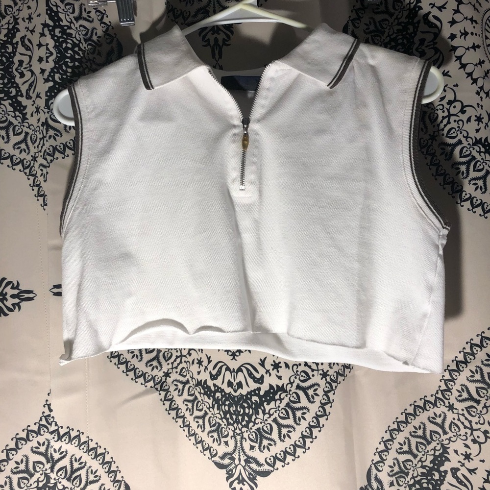 Cropped zip up polo